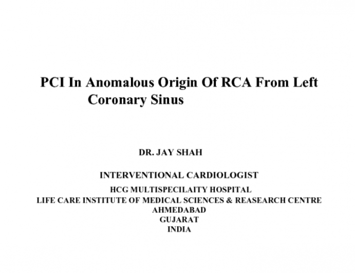 PCI In Anomalous Origin Of RCA From Left Coronary Sinus