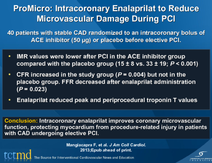 ProMicro: Intracoronary Enalaprilat to Reduce Microvascular Damage During PCI