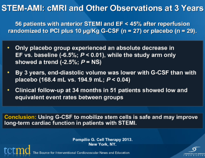 STEM-AMI: cMRI and Other Observations at 3 Years