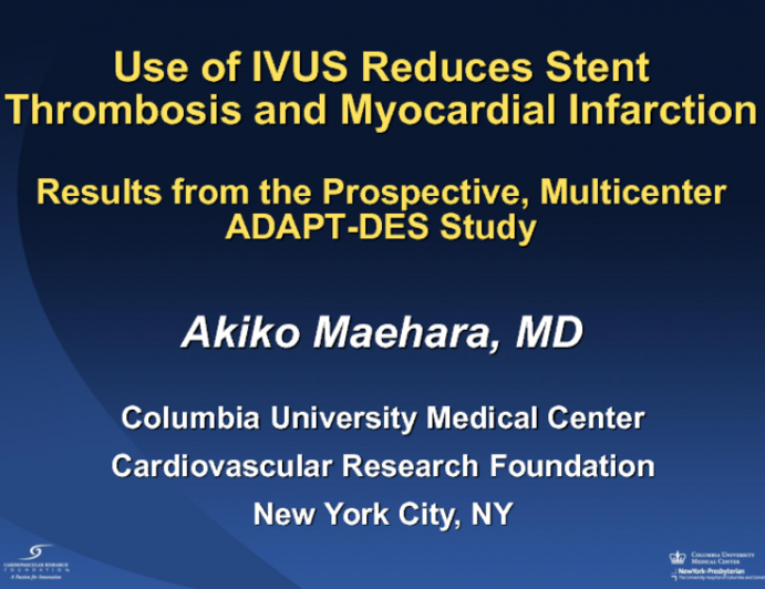 Use of IVUS Reduces Stent Thrombosis: Results from the Prospective, Multicenter ADAPT-DES Study