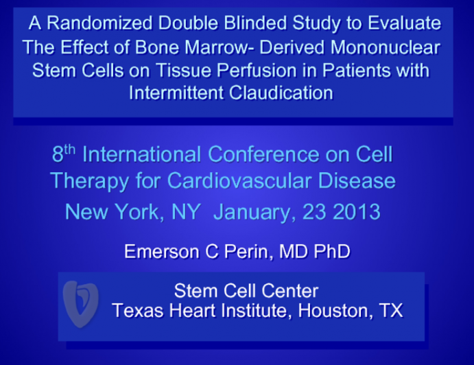 A Randomized Double Blinded Study to Evaluate The Effect of Bone Marrow- Derived Mononuclear Stem Cells on Tissue Perfusion in Patients with Intermittent Claudication