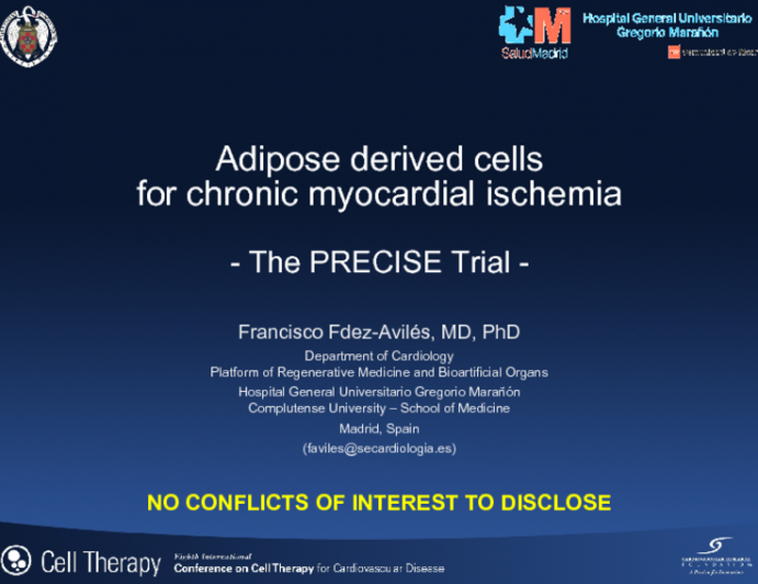 Adipose derived cells or chronic myocardial ischemia