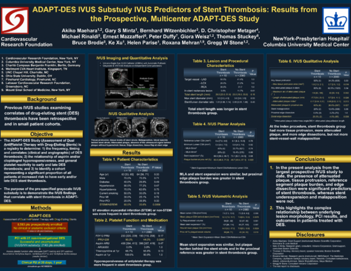 IVUS Predictors of Stent Thrombosis: Results From the Prospective, Multicenter ADAPT-DES Study