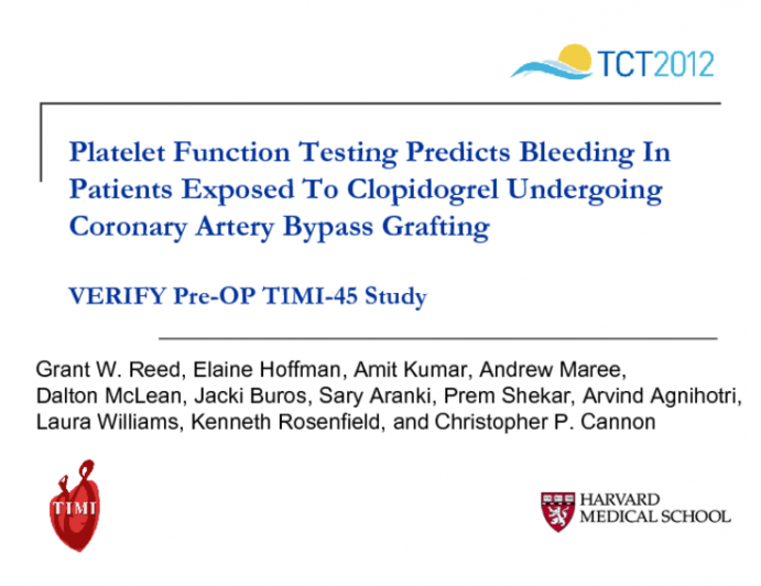 Platelet Function Testing Predicts Bleeding In Patients Exposed To Clopidogrel Undergoing Coronary Artery Bypass Grafting