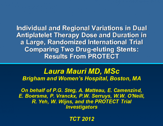 Individual and Regional Variations in Dual Antiplatelet Therapy Dose and Duration in a Large, Randomized International Trial Comparing Two Drug-eluting Stents: Results From...