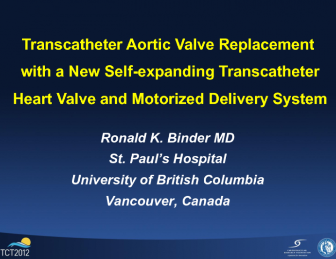 Transcatheter Aortic Valve Replacement with a New Self-expanding Percutaneous Heart Valve and Motorized Delivery System