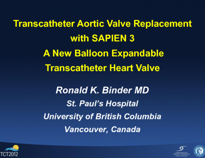 Transcatheter Aortic Valve Replacement with a New Balloon Expandable Percutaneous Heart Valve