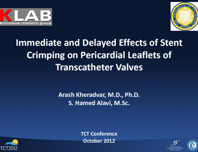 Immediate and Delayed Effects of Stent Crimping on Pericardial Leaflets of Transcatheter Valves