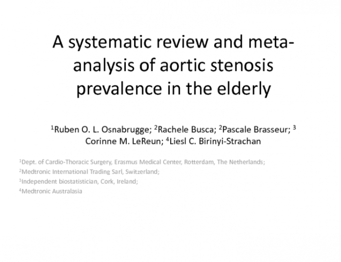 Epidemiology of Severe Aortic Stenosis in the Elderly: A Systematic Review and Meta-Analysis of Published Prevalence Estimates