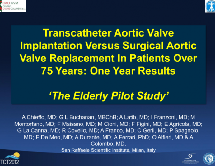 One Year Outcomes following Transcatheter Aortic Valve Implantation Versus Surgical Aortic Valve Replacement In Patients Over 75 Years ‘The Elderly Pilot Study’