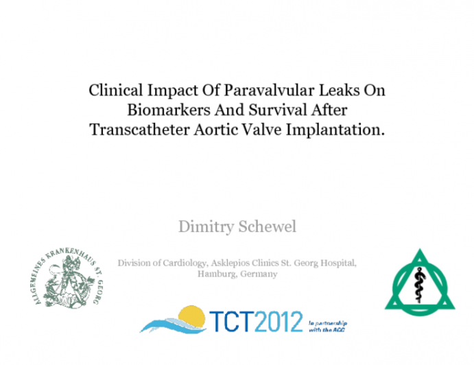 Clinical Impact Of Paravalvular Leaks On Biomarkers And Survival After Transcatheter Aortic Valve Implantation.