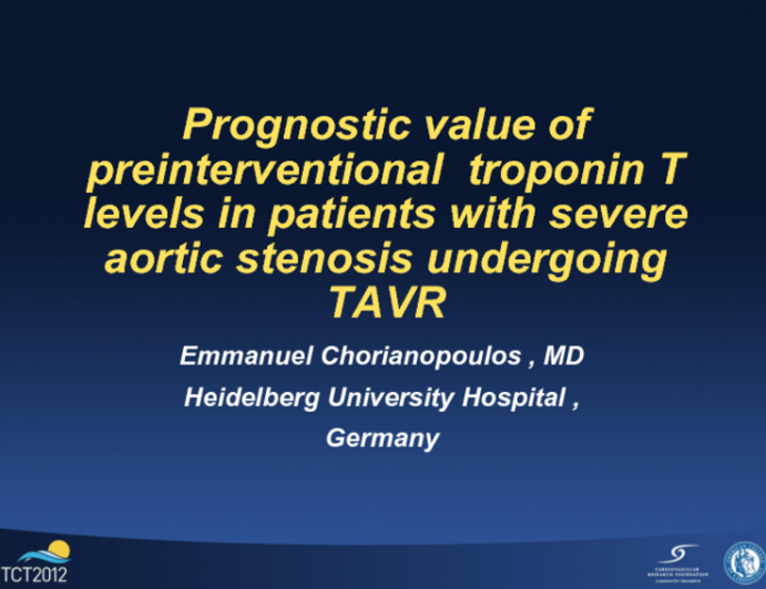 Prognostic value of preinterventional  troponin T levels in patients with severe aortic stenosis undergoing  TAVR