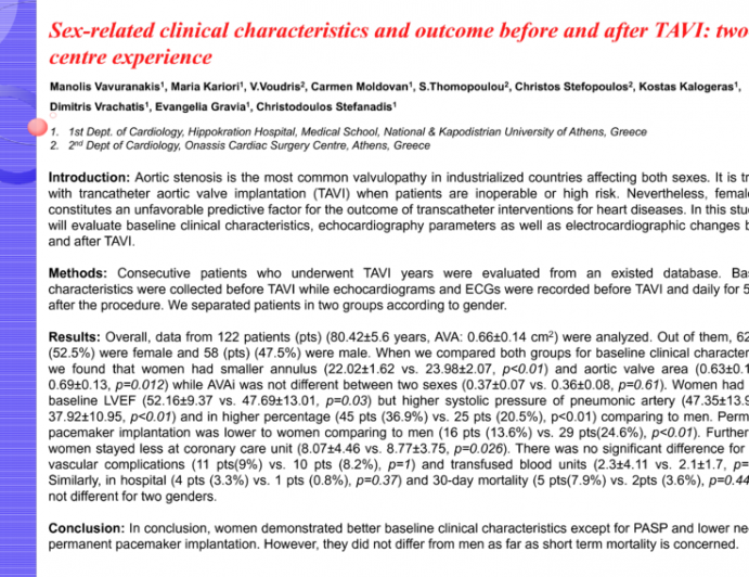 Sex-related clinical characteristics and outcome before and after trancatheter aortic valve implantation