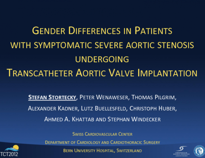 Gender Differences in Patients with Severe Aortic Stenosis Undergoing  Transcatheter Aortic Valve Implantation