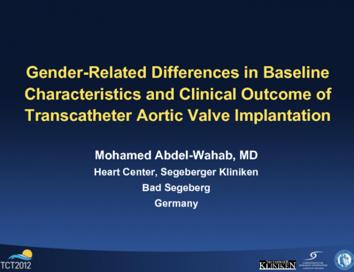 Gender-related differences in baseline characteristics and clinical outcome of transcatheter aortic valve implantation