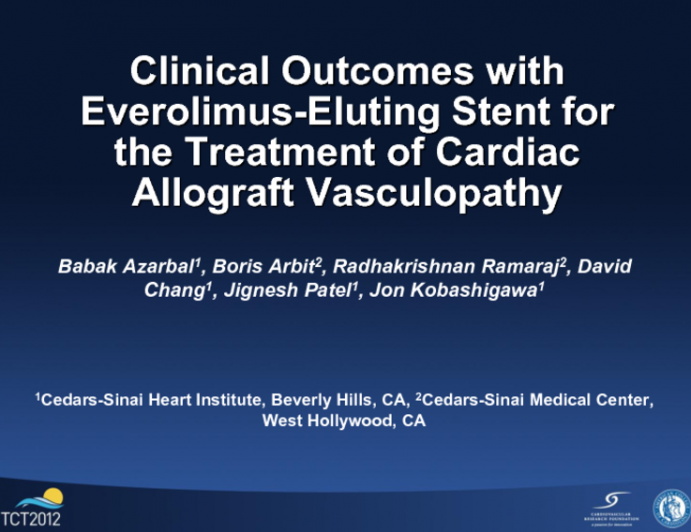 Clinical Outcomes with Everolimus-Eluting Stent for the Treatment of Cardiac Allograft Vasculopathy