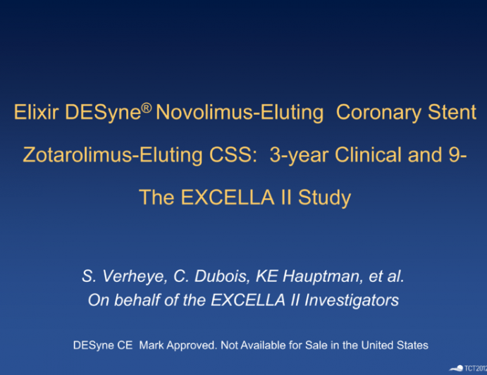 Multi Center, Prospective, Randomized, Single Blind, Consecutive Enrollment Evaluation Of Elixir DESyneTM Novolimus-Eluting Coronary Stent System With Durable Polymer To Endeavo...