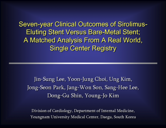 Seven-year Clinical Outcomes of Sirolimus-Eluting Stent Versus Bare-Metal Stent; A Matched Analysis From A Real World, Single Center Registry