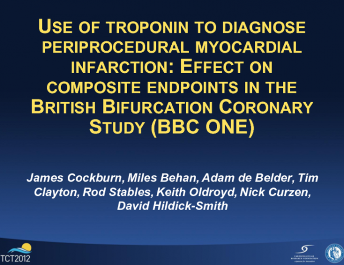 Use Of Troponin To Diagnose Peri-procedural Myocardial Infarction: Effect On Composite Endpoints In The British Bifurcation Coronary Study (BBC ONE)