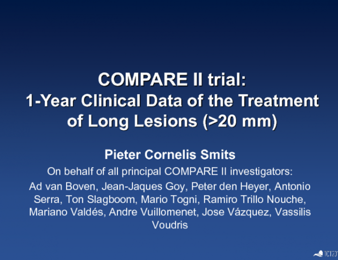 COMPARE II: 1 Year Clinical Data of the Treatment of Long Lesions (>20mm)