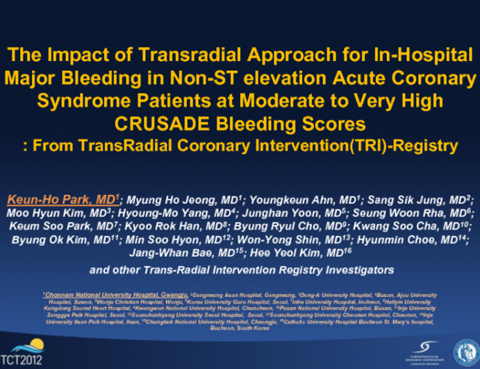 The Impact of Vascular Access for In-Hospital Major Bleeding in Acute Coronary Syndrome Patients with Moderate- to Very High-Bleeding Risk