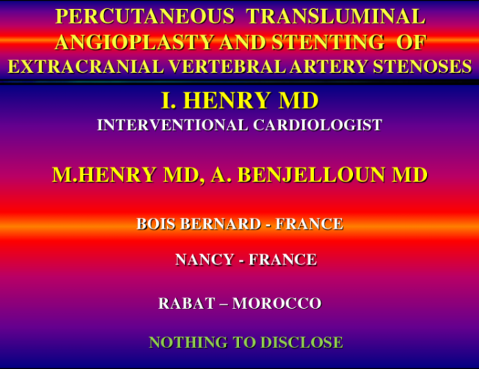 Percutaneous Transluminal Angioplasty And Stenting Of Extracranial Vertebral Artery Stenoses
