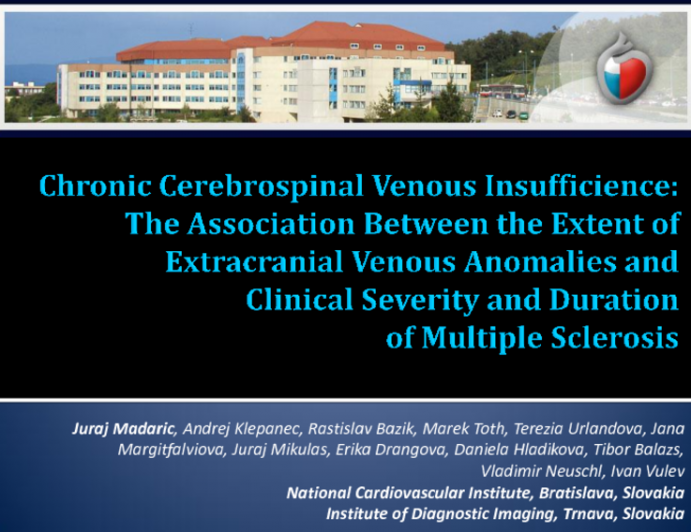 Chronic Cerebrospinal Venous Insufficiency:  The Association Between the Extent Of Extracranial Venous Anomalies and Clinical Severity and Duration of Multiple Sclerosis.