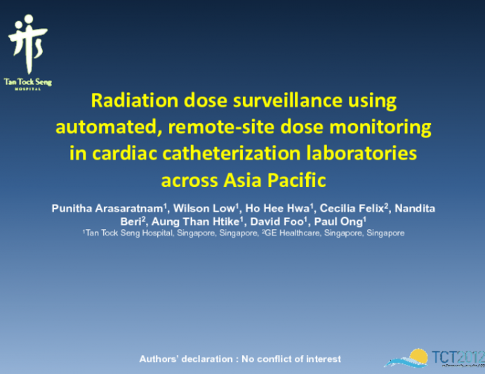 Radiation Dose Surveillance Using Automated, Remote-site Dose Monitoring In Cardiac Catheterization Laboratories Across Asia Pacific