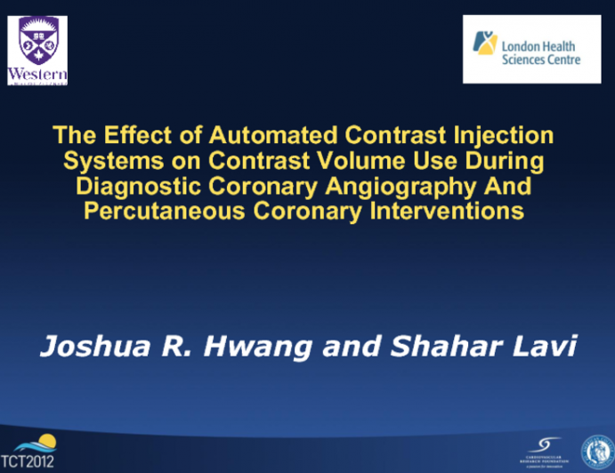 The Effect of Automated Contrast Injection Systems on Contrast Volume Use During Diagnostic Coronary Angiography And Percutaneous Coronary Interventions