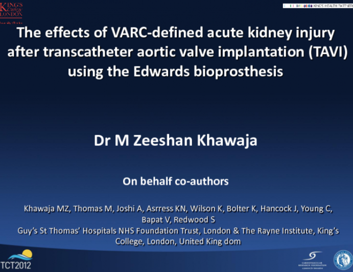 The significance of VARC-defined acute kidney injury after transcatheter aortic valve implantation using the balloon-expandable Edwards bioprosthesis