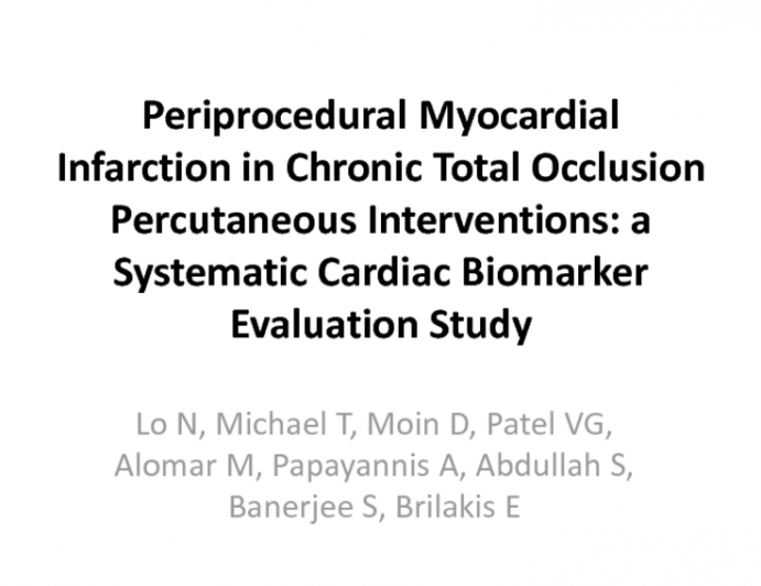 Peri-procedural Myocardial Infarction in Chronic Total Occlusion Percutaneous Coronary Interventions: a Systematic Cardiac Biomarker Evaluation Study