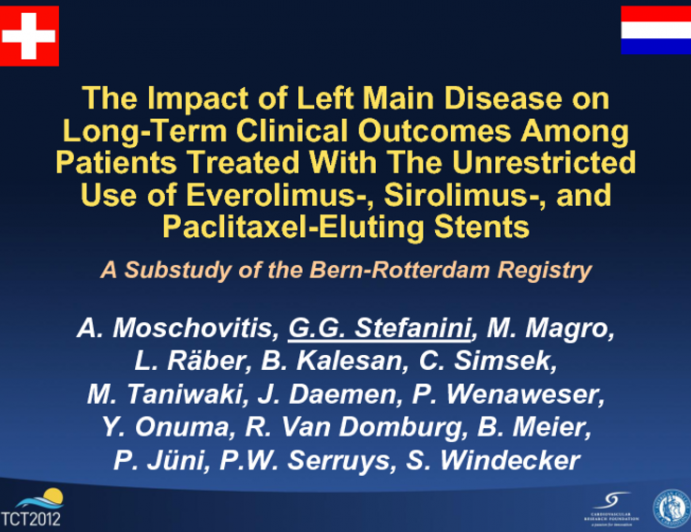 The Impact of Left Main Disease on Long-term Clinical Outcomes Among Patients Treated With The Unrestricted Use of Everolimus-Eluting, Sirolimus-Eluting, and Paclitaxel-Eluting...