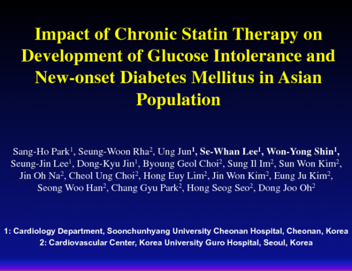 Impact of Chronic Statin Therapy on Development of Glucose Intolerance and  New-onset Diabetes Mellitus in Asian Population