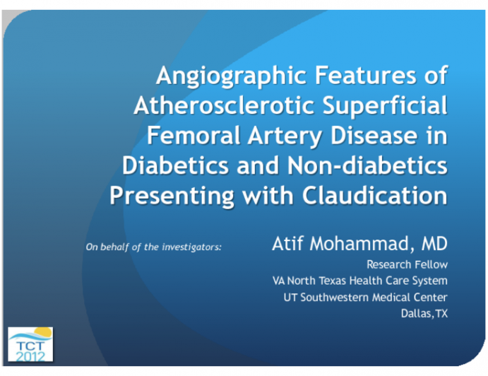 Angiographic Features of Atherosclerotic Superficial Femoral Artery Disease in Diabetics and Non-diabetics Presenting with Claudication