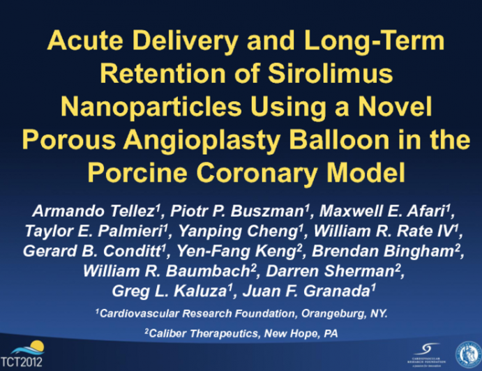 Acute Delivery and Long Term Retention of Sirolimus Nanoparticles Using a Novel Porous Angioplasty Balloon in the Porcine Coronary Model