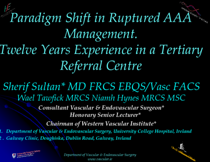 Contemporary comparison of the Paradigm Shift in Rupture AAA Management; Twelve years experience in a tertiary referral centre of Endovascular repair of RAAA(REVAR) vs open repa...