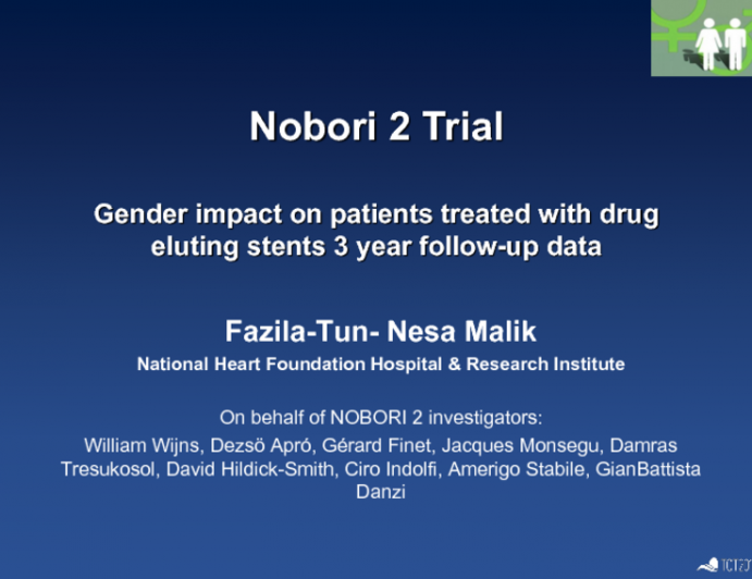 Gender impact on patients treated with drug-eluting stents – 3 year follow-up data.