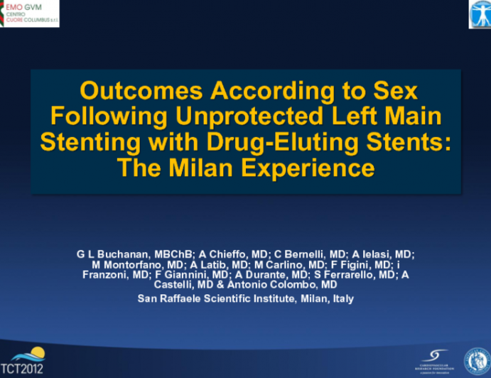 Outcomes According to Sex Following Unprotected Left Main Stenting With Drug-Eluting Stents: The Milan Experience