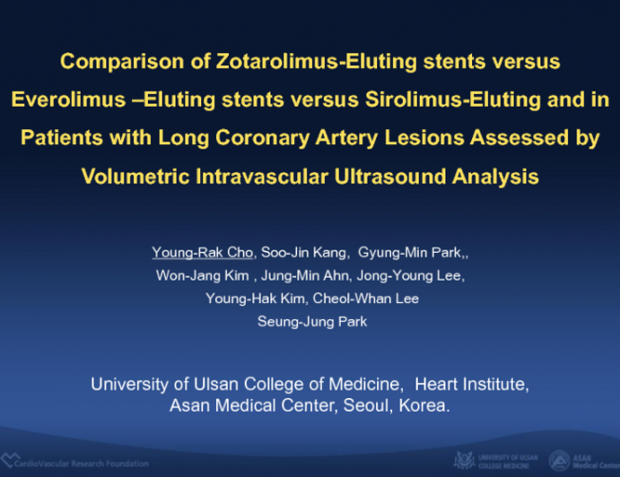 Comparison of Zotarolimus-Eluting stents versus Everolimus –Eluting stents versus Sirolimus-Eluting and in Patients with Long Coronary Artery Lesions Assessed by Volumetric...
