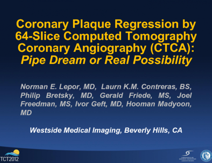 Coronary Plaque Regression by 64-Slice Computed Tomography Coronary Angiography (CTCA): Pipe Dream or Real Possibility