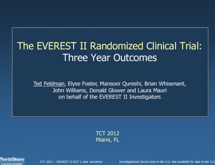 The EVEREST II Randomized Controlled Trial (RCT):  Three Year Outcomes