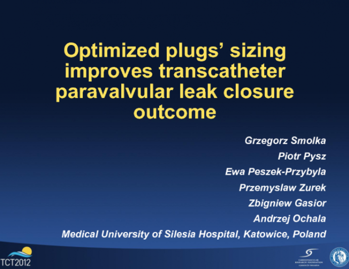 Optimizing plugs size for transcatheter paravalvular leak closure with Amplatzer Vascular Plug III devices.