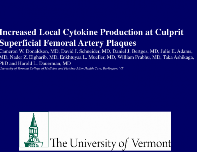 Increased Local Cytokine Production at Culprit Superficial Femoral Artery Plaques