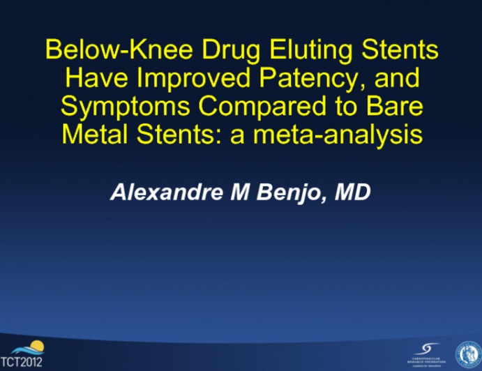 Below-Knee Drug Eluting Stents Have Improved Patency, and Symptoms Compared to Bare Metal Stents: a meta-analysis