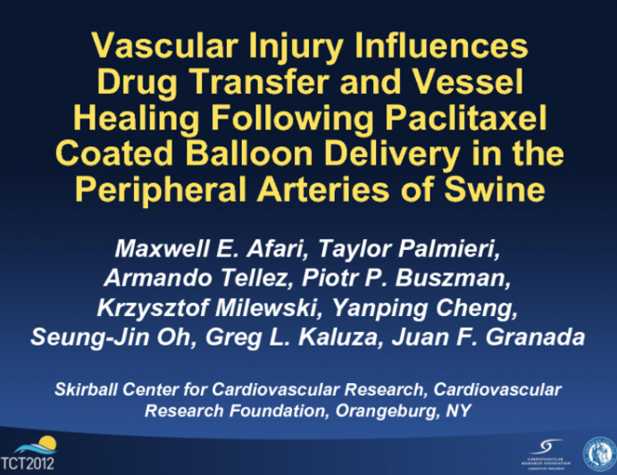 Vascular Injury Influences Drug Transfer and Vessel Healing Following Paclitaxel Coated Balloon Delivery in the Peripheral Arteries of Swine