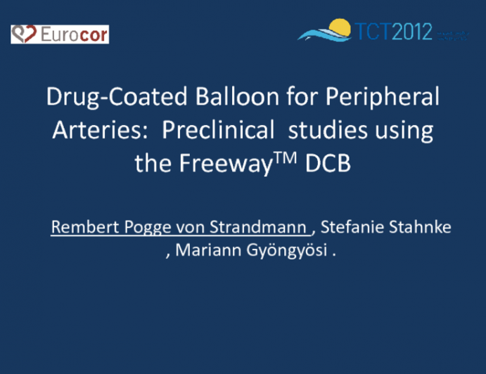 Drug-Coated Balloon for Peripheral Arteries: Results from preclinical experiments using the Freeway DCB