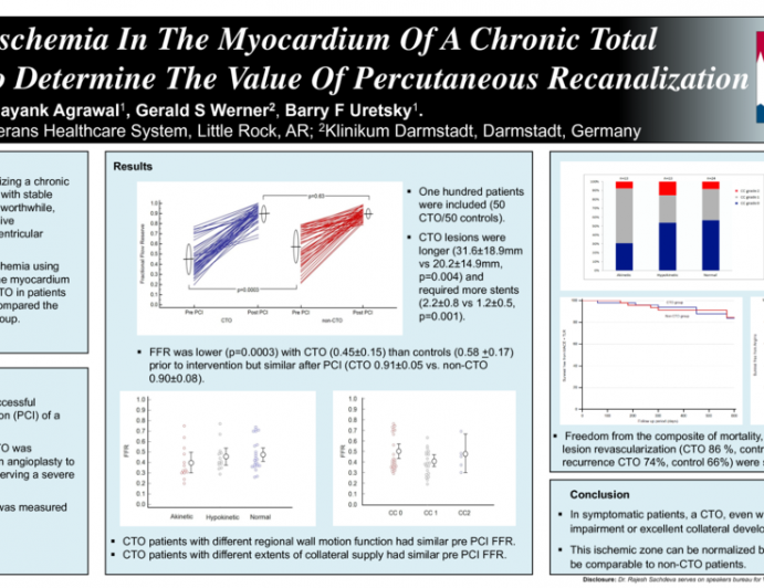 Evaluating Ischemia In The Myocardium Of A Chronic Total Occlusion To Determine The Value Of Percutaneous Recanalization