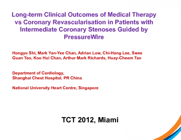 Long-term Clinical Outcomes of Medical Therapy Versus Coronary Revascularisation in Patients with Intermediate Stenoses Guided by Pressure Wire(2)