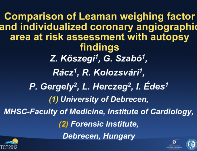 Comparison of Leaman weighing factor and individualized coronary angiographic area at risk assessment with autopsy findings