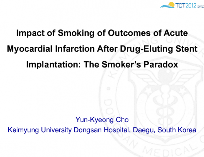 Impact of Smoking on Outcomes of Acute Myocardial Infarction After Drug-Eluting Stent Implantation: The Smoker’s Paradox